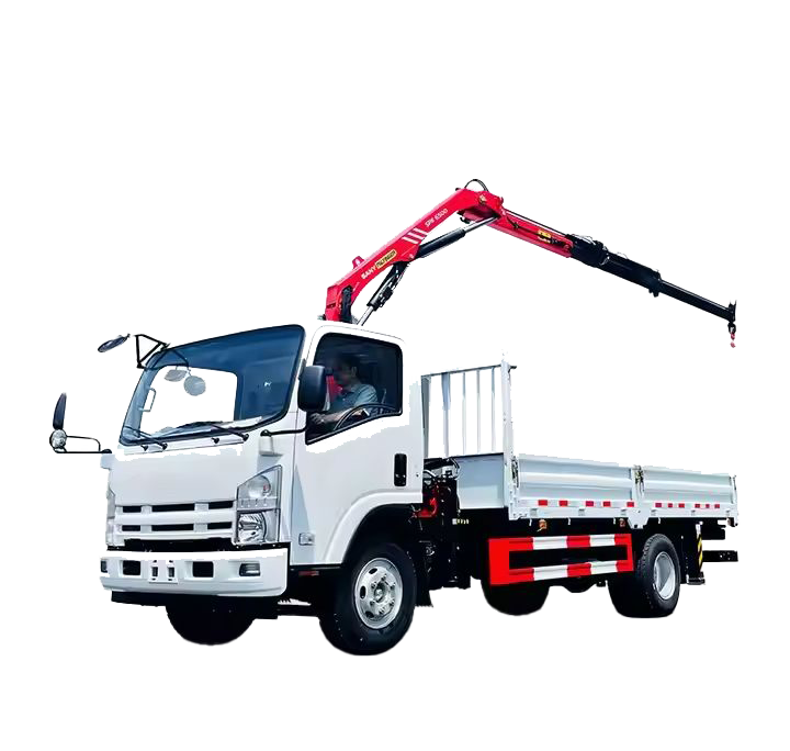 ISUZU NPR 5.7 Tons Crane Truck lifting on-site in Dubai